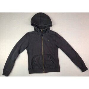 Nike Hoodie Womens Size Small Faded Black Full Zip Casual Swoosh Logo
